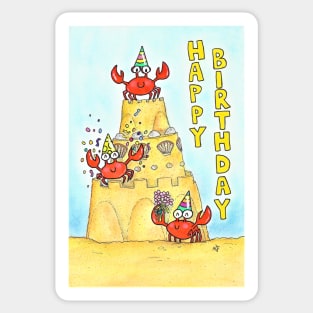 Red Crabs Birthday Sticker